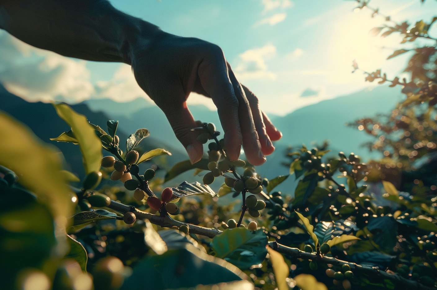 Adulte en pleine nature récolte du café